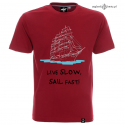 Koszulka męska premium bordo LIVE SLOW, SAIL FAST! - tylko rozmiar S!