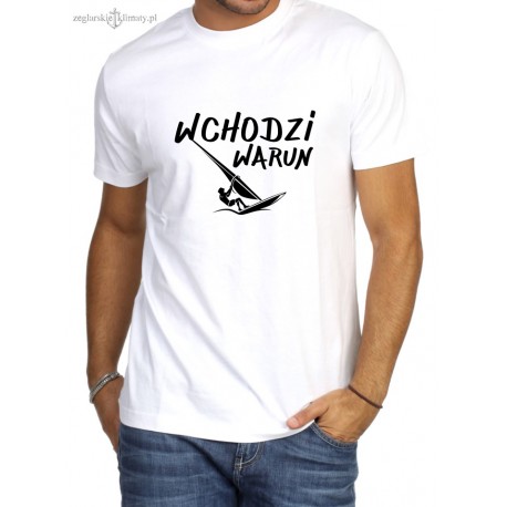 Koszulka męska premium biała WCHODZI WARUN