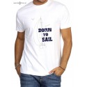 Koszulka męska biała premium strech BORN TO SAIL :-)