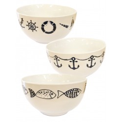 Miseczka ceramiczna biała - ryby, jachty, kotwice :-)
