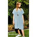 Luźna sukienka w drobne paseczki niebiesko-białe + morski wisior :-)