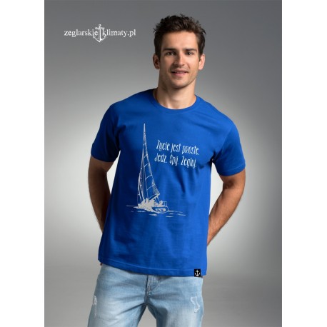Koszulka męska premium niebieska Żegluj
