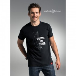 Koszulka męska premium plus soft BORN TO SAIL (czarna)