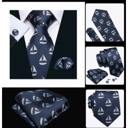 Komplet krawat w JACHTY + spinki + chustka do butonierki :-)