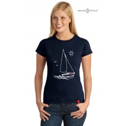 Koszulka damska premium strech JACHT - personalizowana z nazwą jachtu :-)